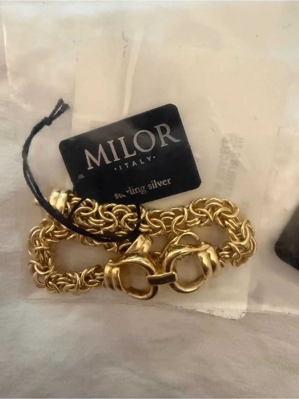Milor Gold  over 925 SS Byzantine Bracelet with Horsebit Accent